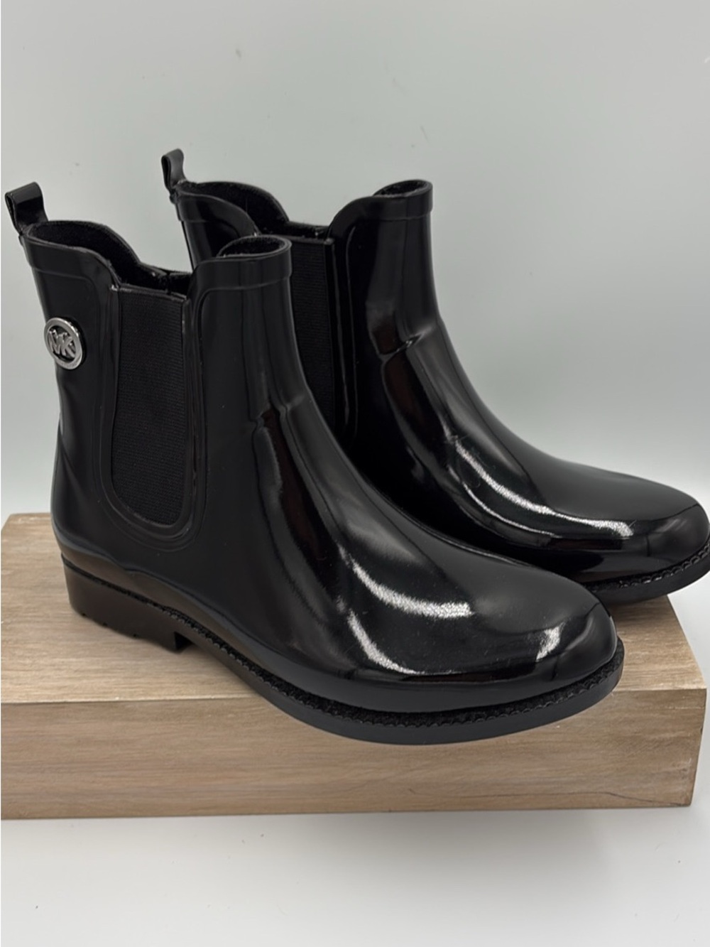 Michael Kors Black Patent Chelsea Ankle Booties